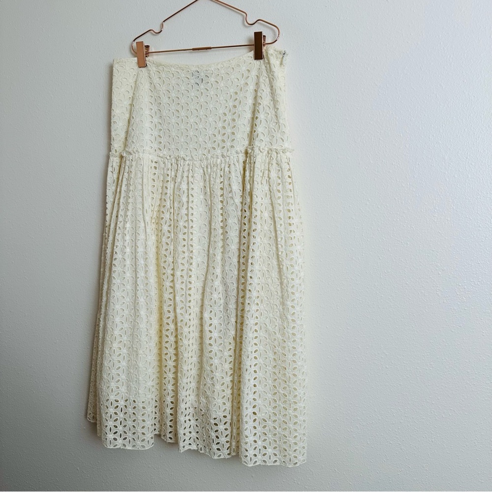 VintageKenzie Cream A-Line Eyelet Midi Skirt - Picture 6 of 8